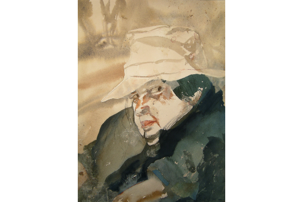 The Look (Esther at 80), mixed media, 11x15 in.